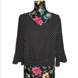 Honey Peace Bell Sleeve Tie Back Polka Dot blouse